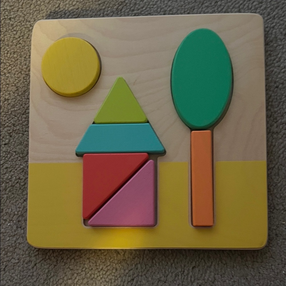 Vibrant Geometric Wooden Puzzle for Kids